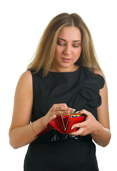 Frau hält Geldbörse in der Hand — Stockfoto