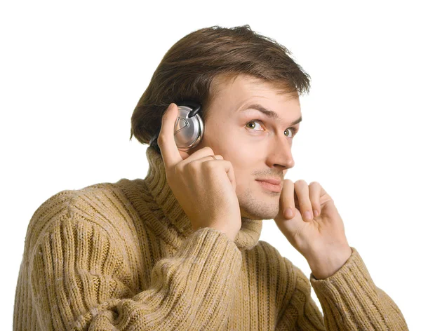 Young men listens to music — Stock Photo, Image