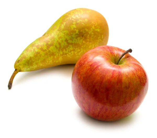 Πράσινο αχλάδι και κόκκινο μήλο — Φωτογραφία Αρχείου