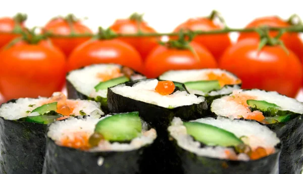 Sushi and red tomatoes — Stock Photo, Image