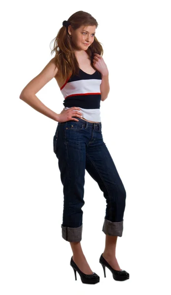 Dívka v džínách — Stock fotografie