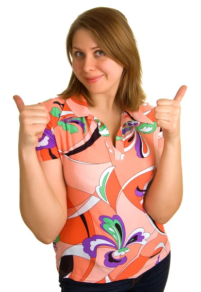 Smiling women showing Thumbs up — Stock Photo, Image