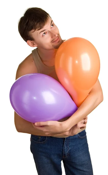 Sonhando homens com balões — Fotografia de Stock