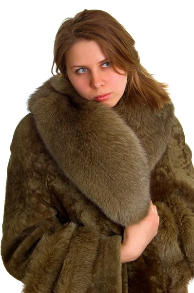 毛皮のコートの女性 — ストック写真