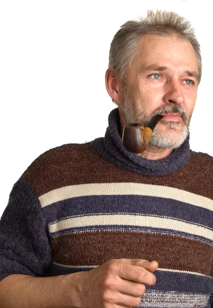 Adult men with a pipe in a hand — Stock Photo, Image