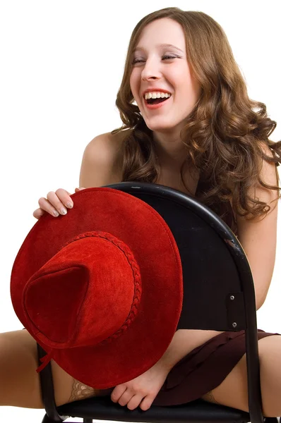 Girl with a red hat — Stock Photo, Image