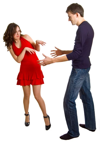 Men tries to get acquainted with girl — Stock Photo, Image