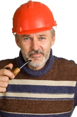 Elderly smiling worker clipart