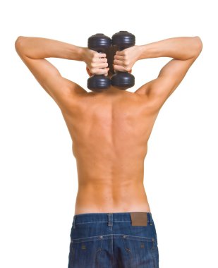 Man with dumbbell clipart