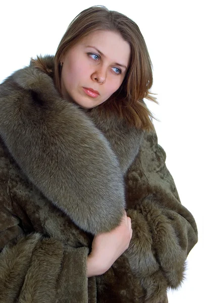 Women in a natural fur coat — Zdjęcie stockowe