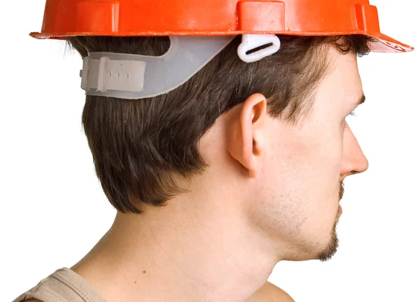 Pracownik w czerwonym kasku — Zdjęcie stockowe