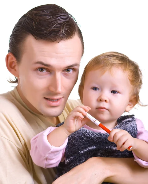 Homens com uma criança pequena — Fotografia de Stock