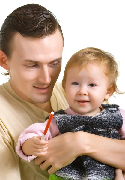 Men with a little child — Stock Photo, Image