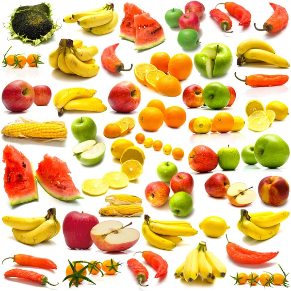 A gyümölcsök és zöldségek 3 kollázs — Stock Fotó