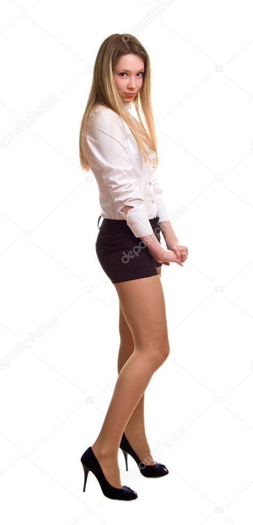 Girl in black shorts sale