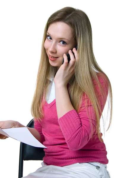 Girl with cellular phone — Stock Photo, Image