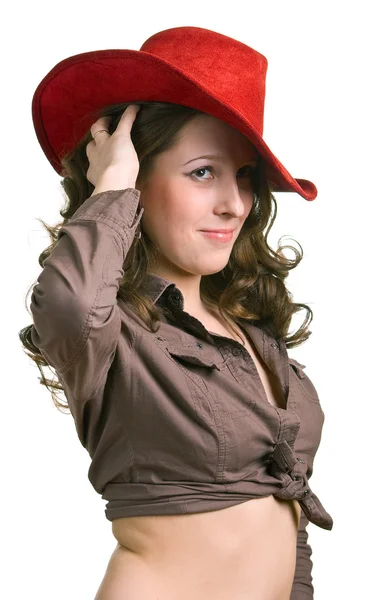 一顶红色帽子的女孩 — 图库照片