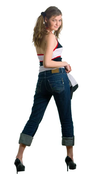 Dziewczyna w dżinsach — Zdjęcie stockowe