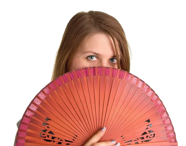 Krásné ženy s ventilátorem — Stock fotografie