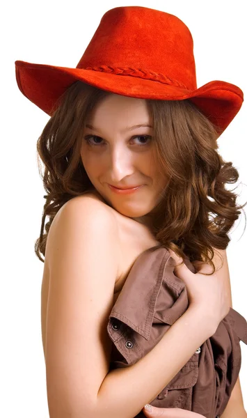 Chica en un sombrero rojo —  Fotos de Stock