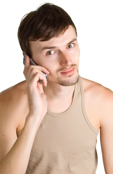 Talking men with cellular phone — Stock Photo, Image