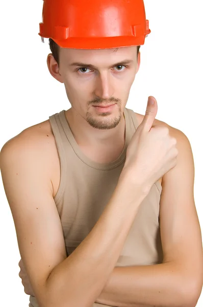 Worker showing thumbs up — Stock Photo, Image
