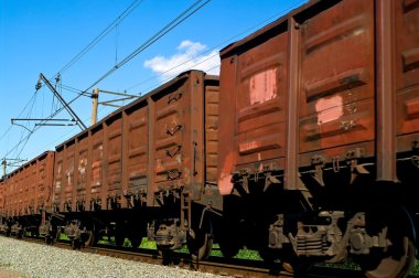 Rusty brown freight cars clipart