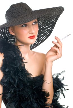 Women with a cigarette clipart