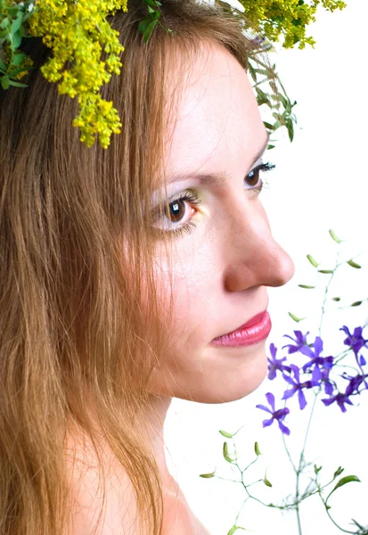 Portrait of women with flowers — Stock Photo, Image