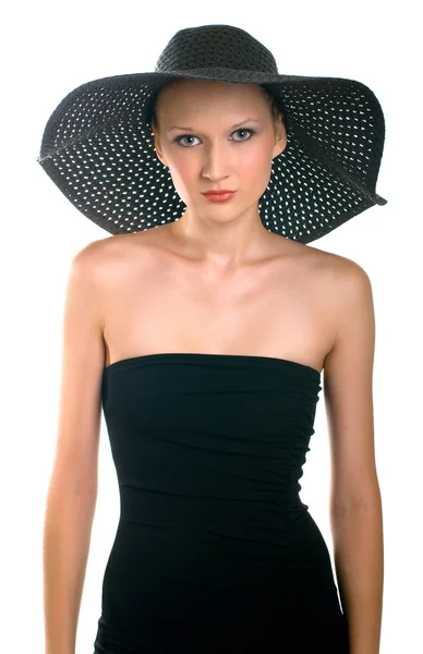 Ženy v černém klobouku — Stock fotografie