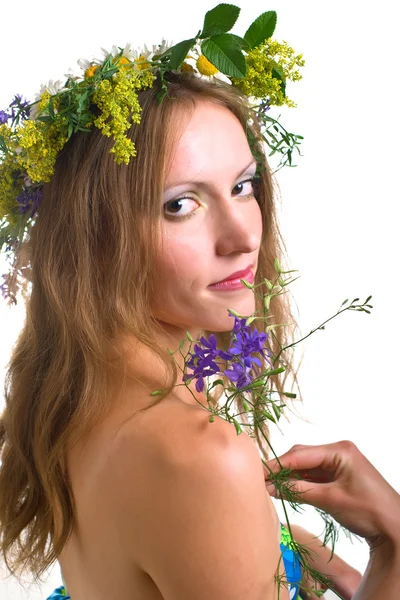 Serenity unga kvinnor med blommor — Stockfoto