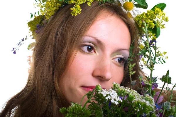 Unga kvinnor med blommor — Stockfoto