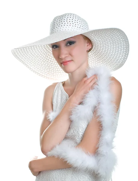Women in white hat — Stock Photo, Image