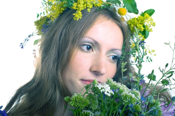 Mulheres com grinalda floral — Fotografia de Stock