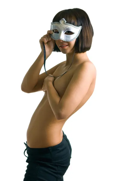 Mulheres nuas na máscara veneziana — Fotografia de Stock