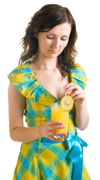 Menina com um copo de cocktail — Fotografia de Stock