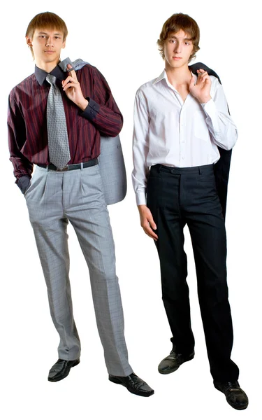 Zwei junge Geschäftsleute auf weiß — Stockfoto