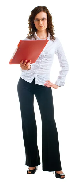 Women in a business suit with a folder — Stock Photo, Image