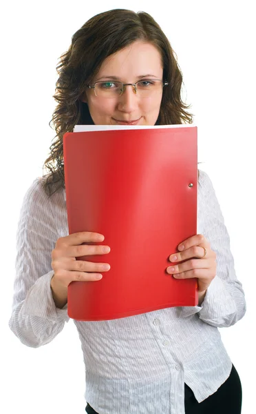 Smiling young women with a folder — Stock Photo, Image
