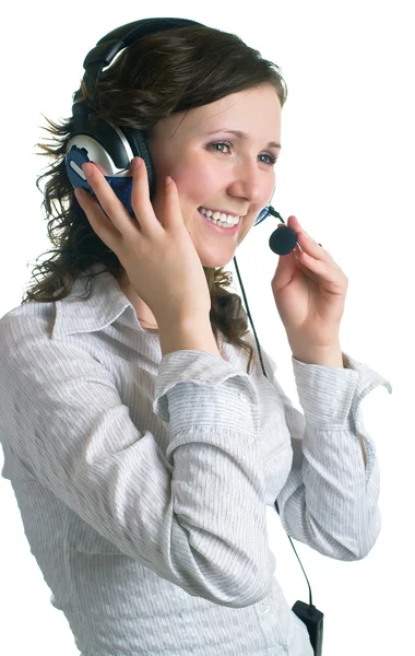 Smiling women in headphones Stock Photo