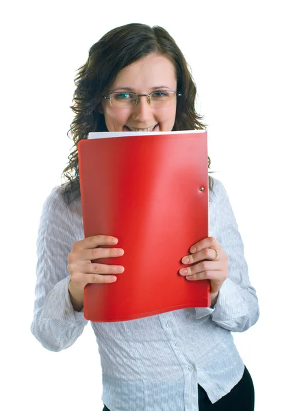 Women with a folder in hands — Stock Photo, Image