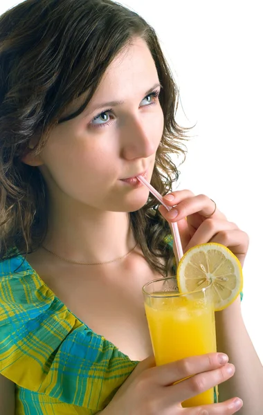 stock image Young girl with a cocktail glass