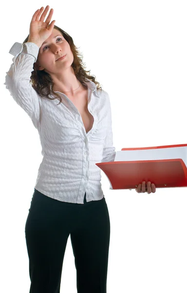 Mulheres cansadas em um terno de negócios — Fotografia de Stock