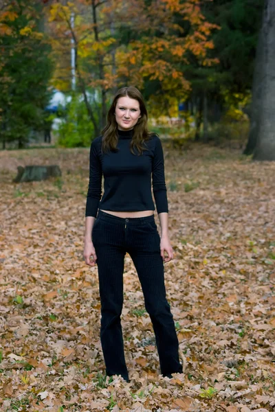 Chica contra la naturaleza de otoño en el parque —  Fotos de Stock