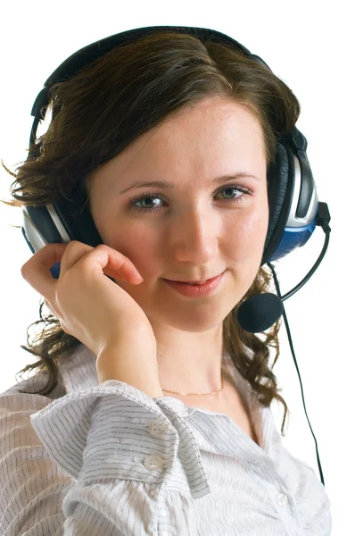 Women in headphones Stock Image