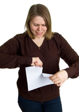 Women breaks off a paper clipart