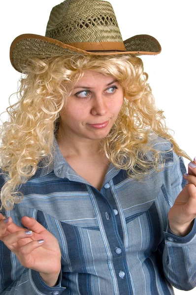 Mulheres loiras em um chapéu de palha — Fotografia de Stock