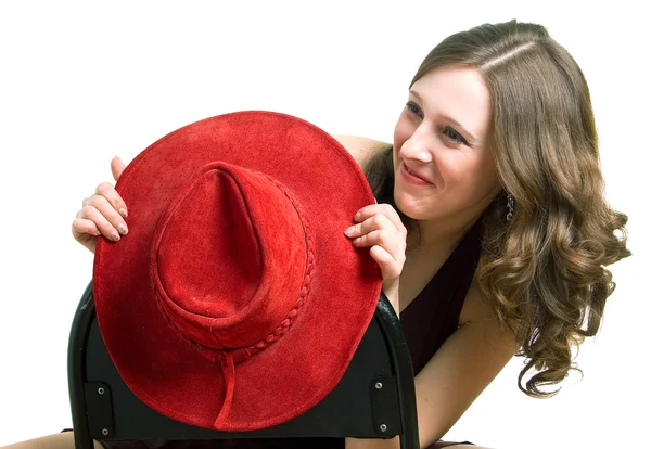Girl with a red hat — Stock Photo, Image