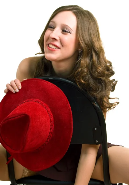 Chica con un sombrero rojo —  Fotos de Stock