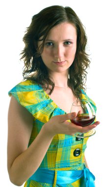 Woman the cognac drinks